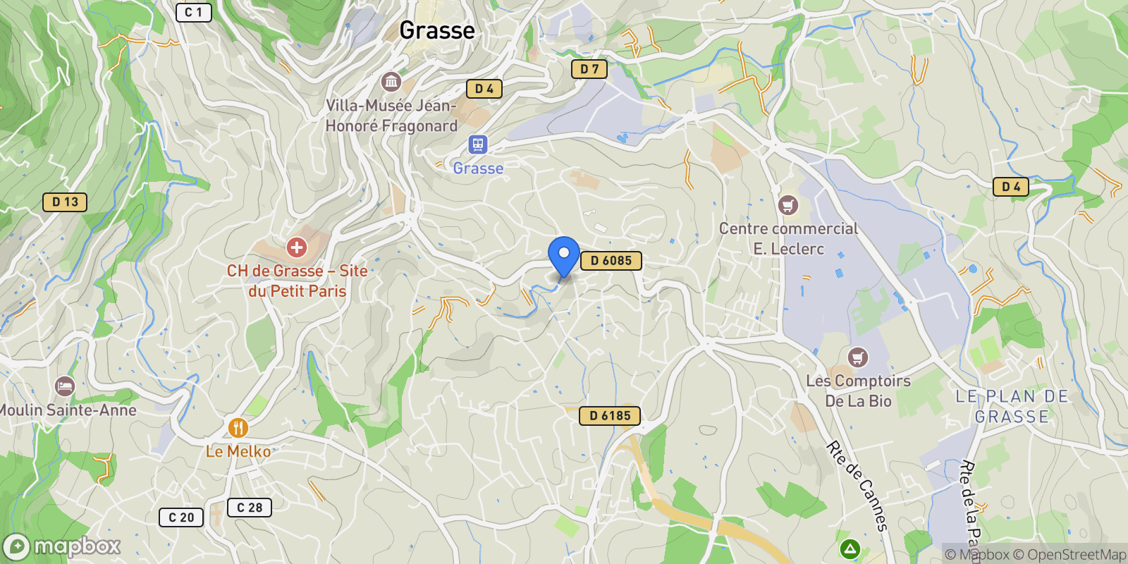 Map showing Grasse, Provence-Alpes-Côte d'Azur, France.