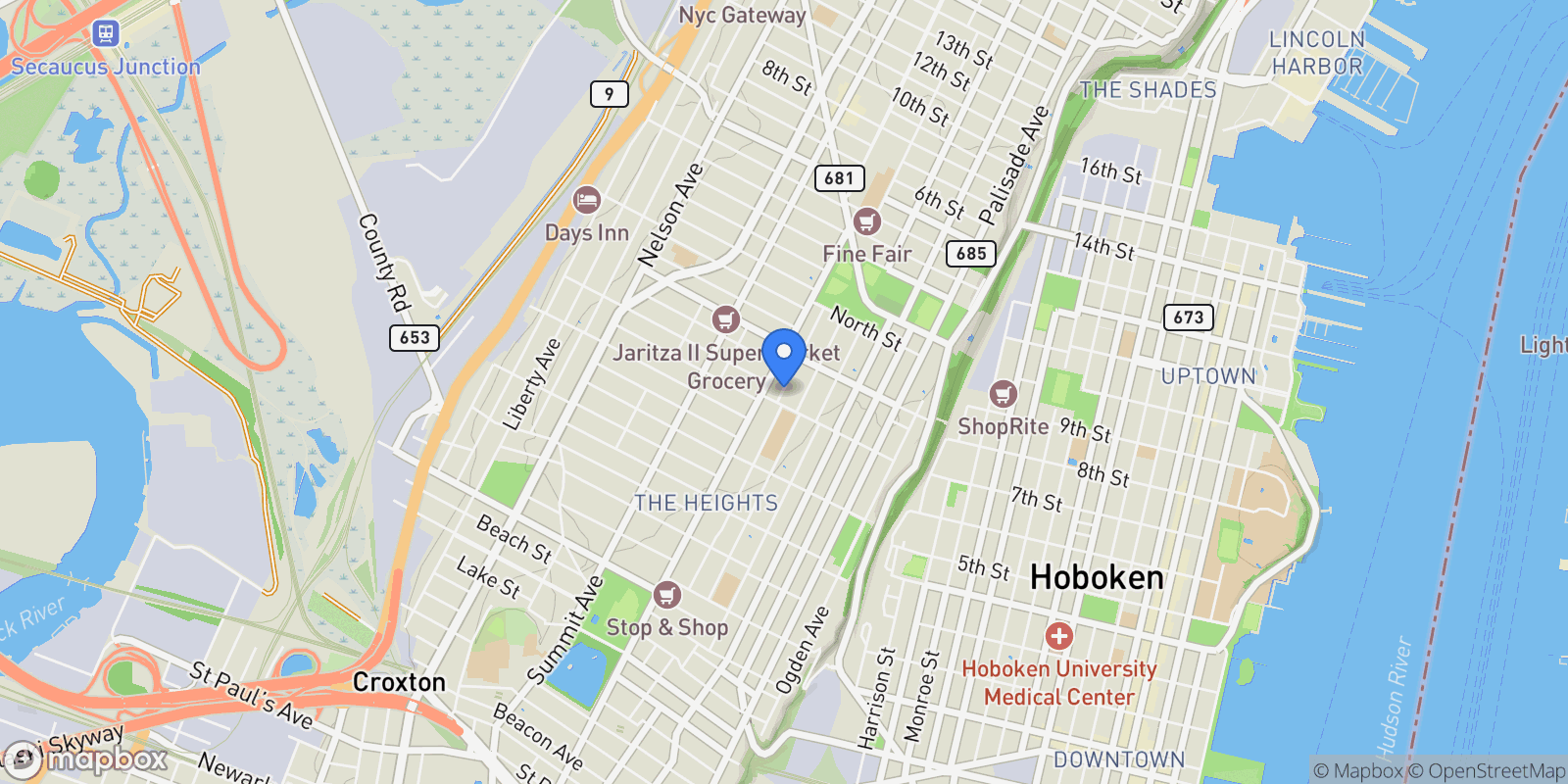 Map showing 192 Cambridge Ave Unit# 2, Jc, Heights, NJ 07307, Jersey City, New Jersey, United States.