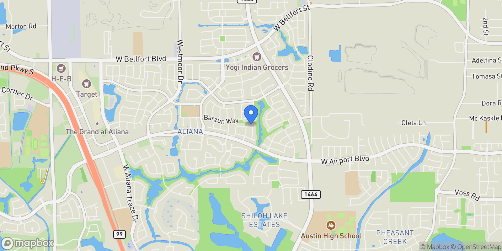 Map showing 17210 Newtonmore Crossing, Richmond, Texas, United States.