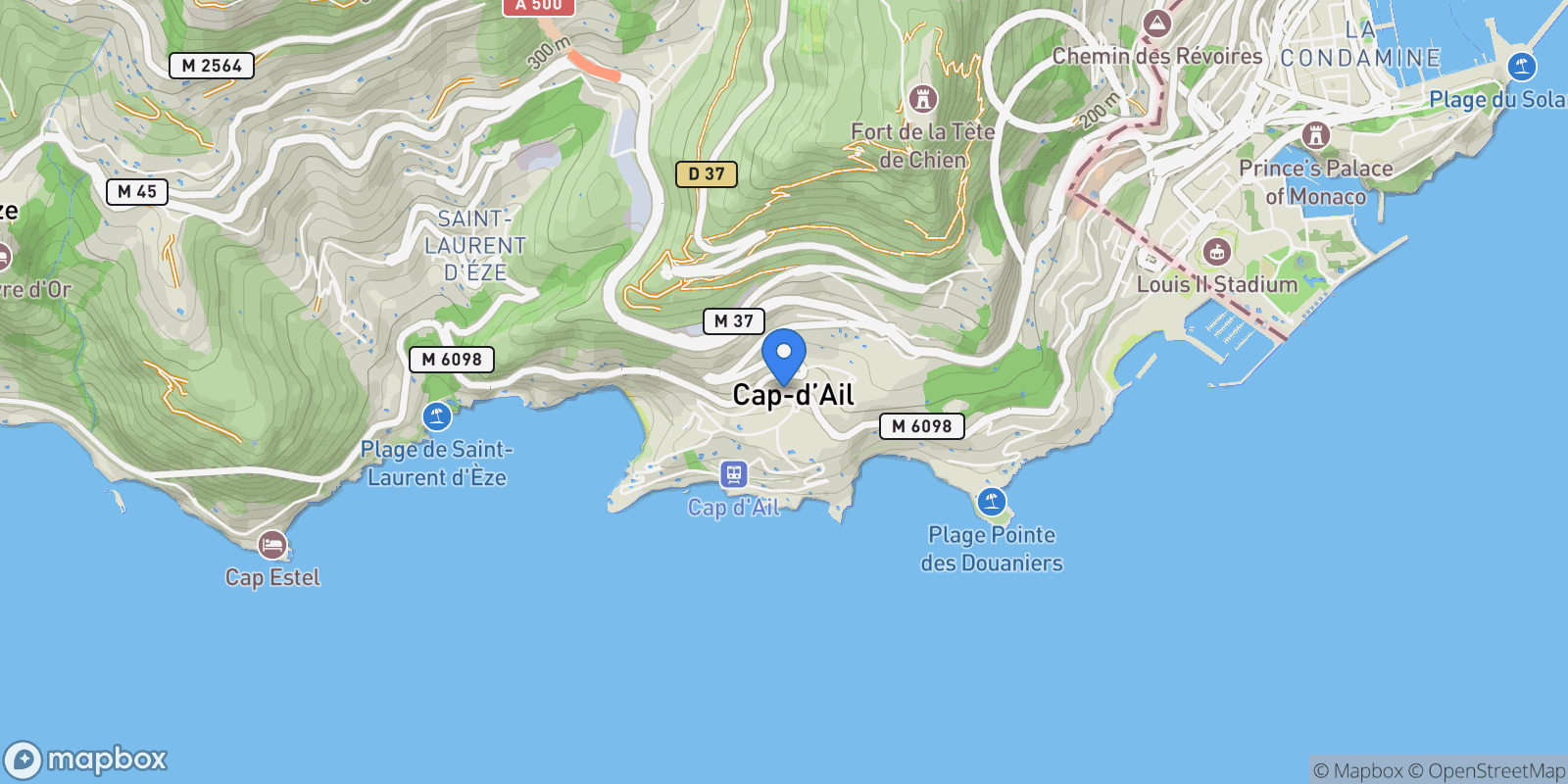Map showing Cap-d'Ail, Provence-Alpes-Côte d'Azur, France.