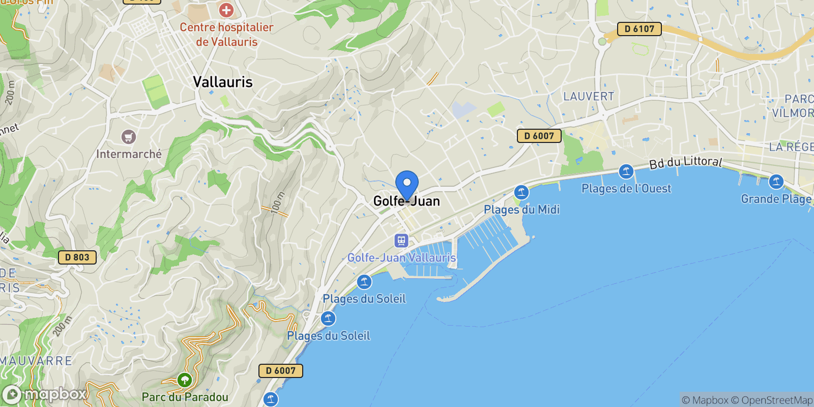 Map showing Vallauris, Provence-Alpes-Côte d'Azur, France.