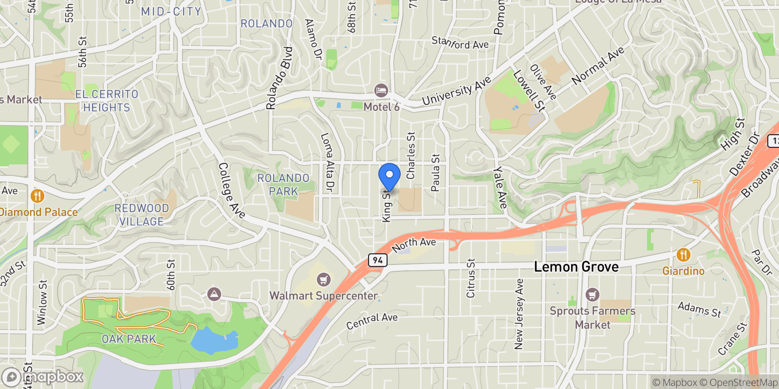Map showing 3885 King St, La Mesa, CA 91941, La Mesa, California, United States.