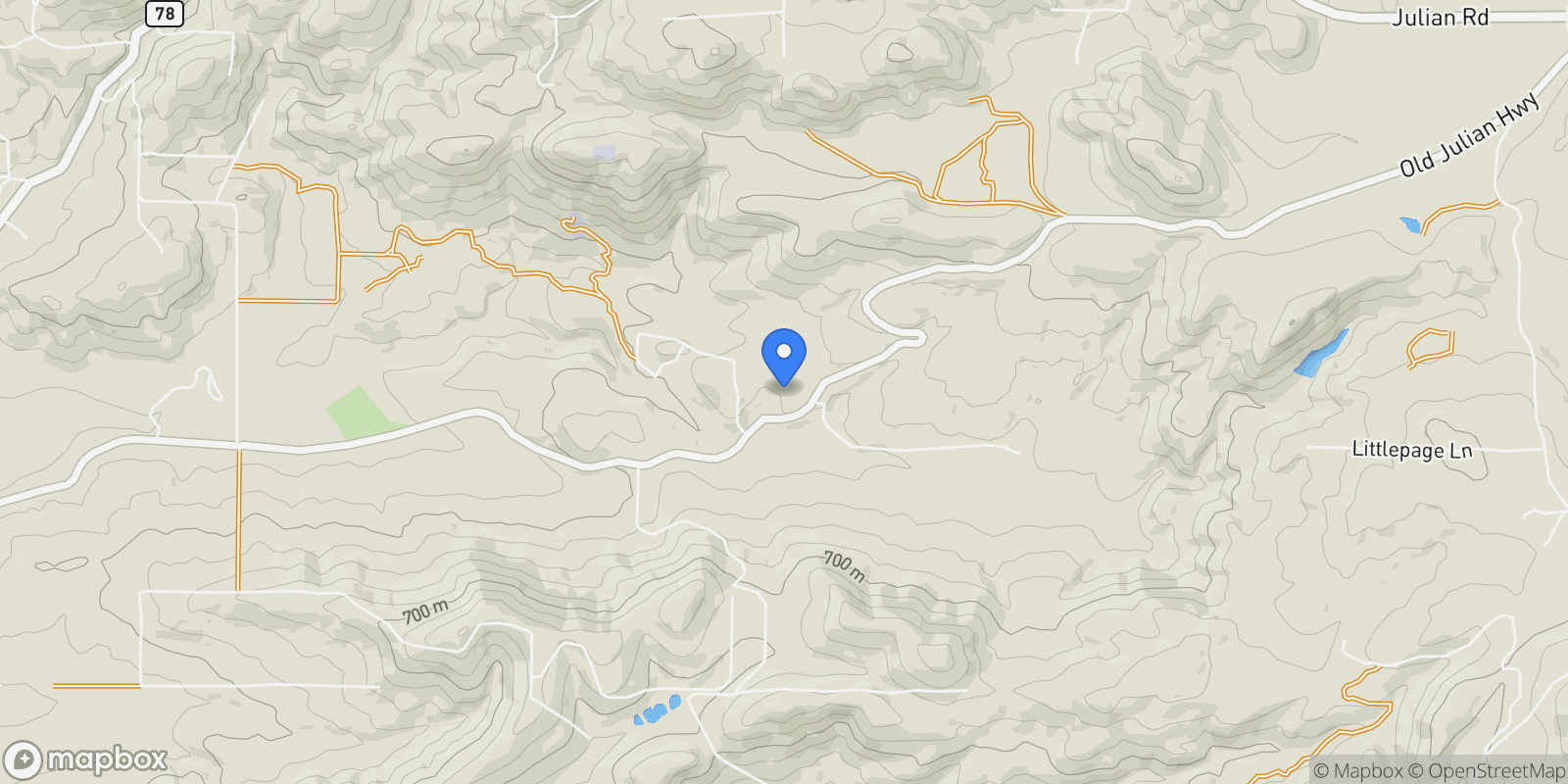 Map showing 25260 E Old Julian Hwy, Ramona, CA 92065, Ramona, California, United States.