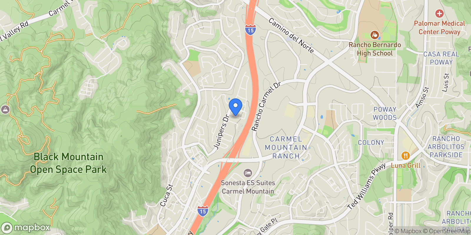 Map showing 12639 Elizabeth Way, San Diego, CA 92129, San Diego, California, United States.