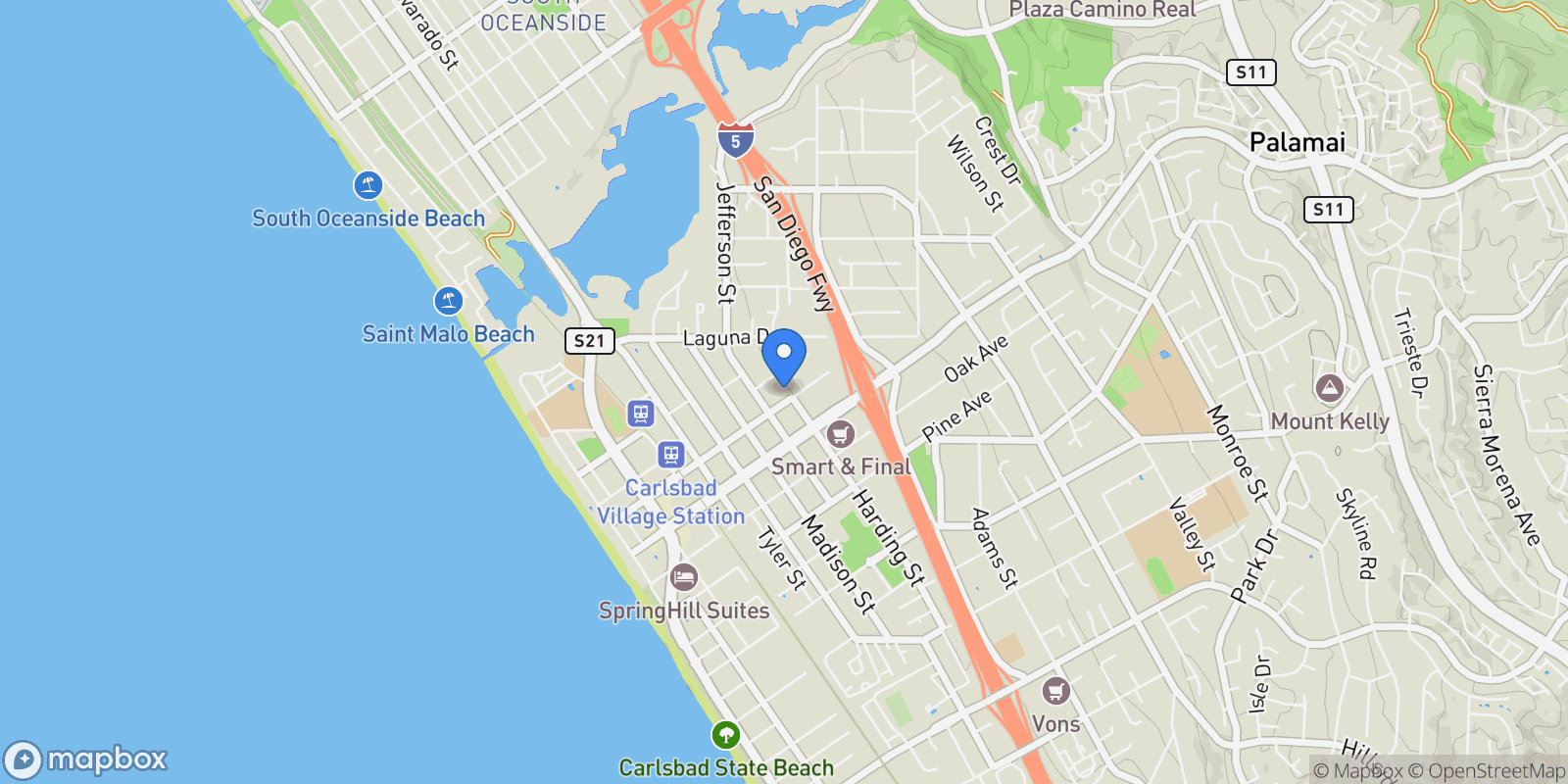 Map showing 800 Grand Avenue 105, Carlsbad, CA 92008, Carlsbad, California, United States.