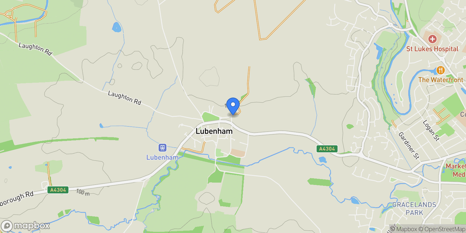 Map showing The Green, Lubenham, Leicestershire, Lubenham, England, United Kingdom.