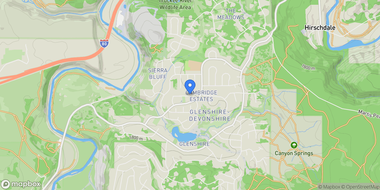 Map showing 15518 Chelmsford Circle, Truckee, California, United States.