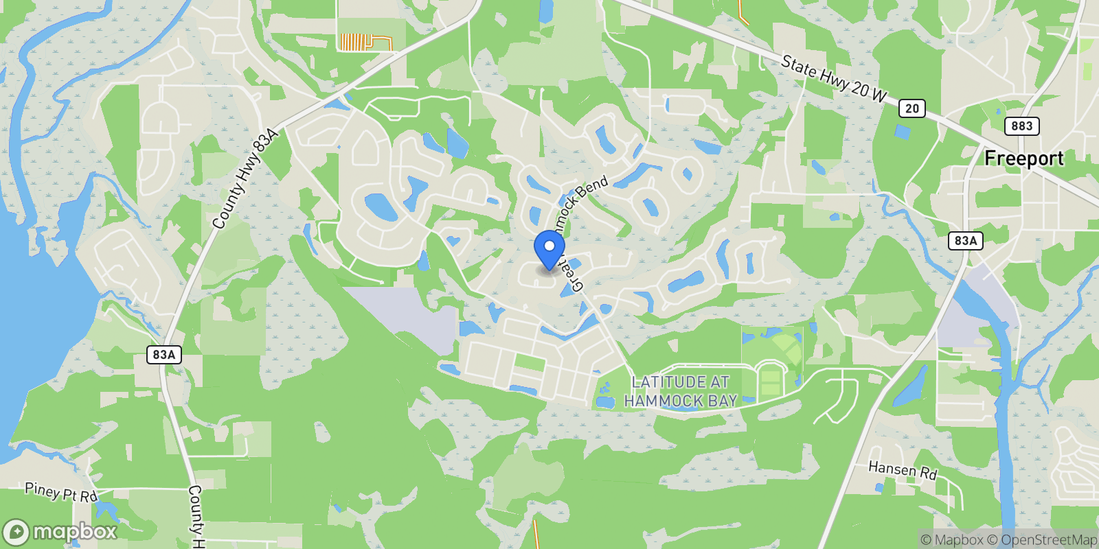 Map showing Freeport, Florida, United States.