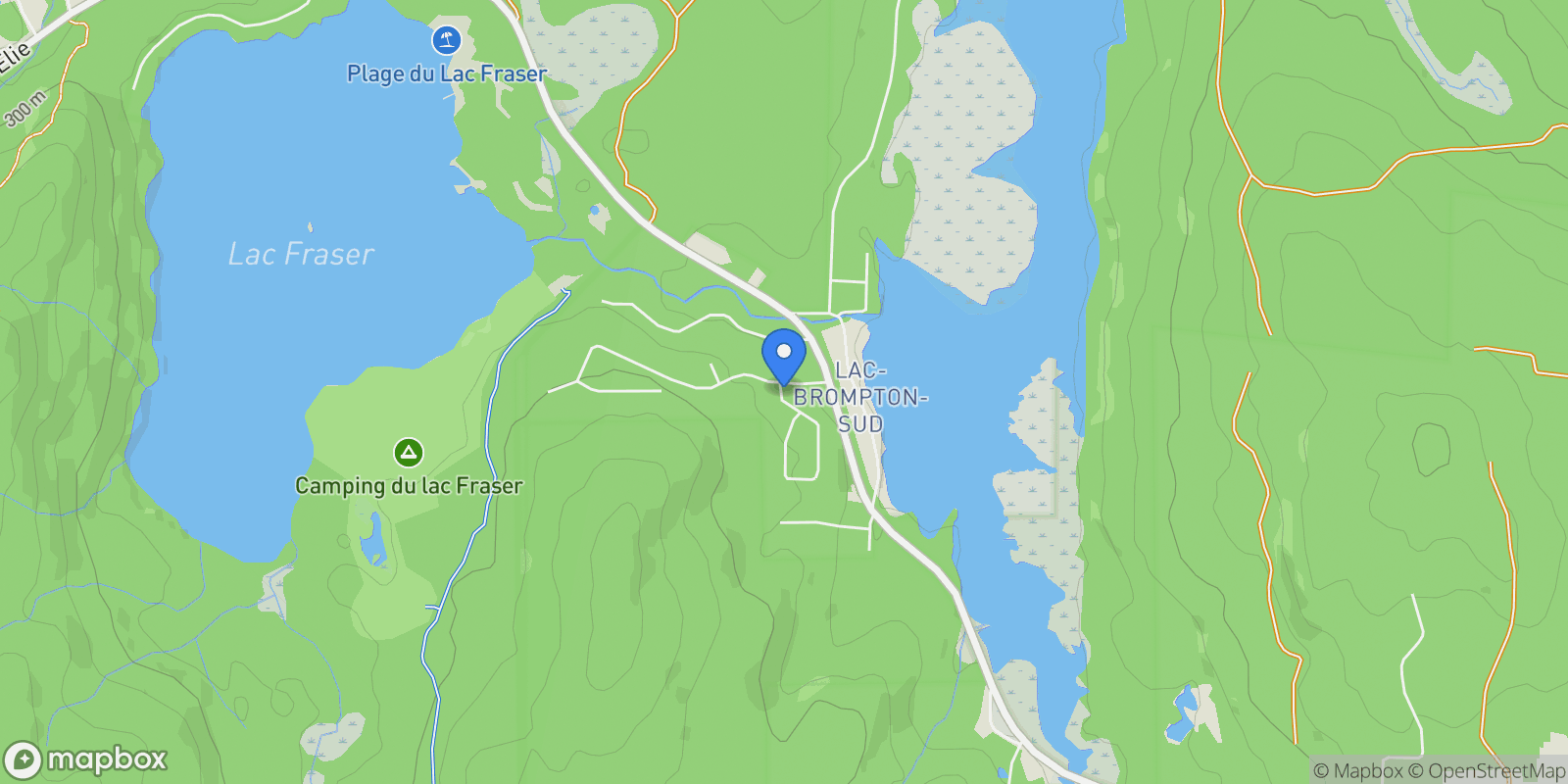 Map showing 15, Rue des Chanterelles, Orford, Quebec, Canada.