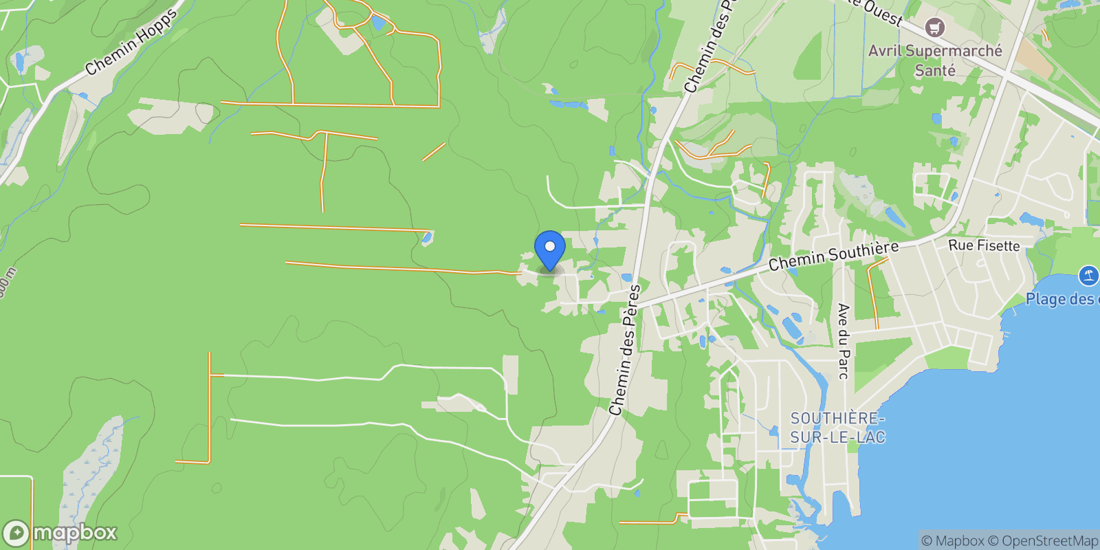 Map showing 2856-2860 Rue Duquette, Magog, Quebec, Canada.