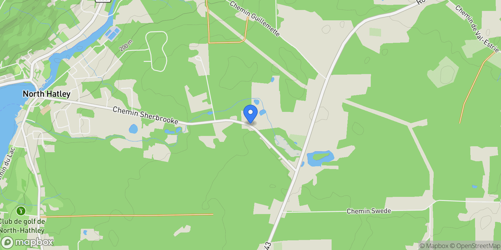 Map showing 1095 Ch. Sherbrooke, Hatley, Quebec, Quebec, Canada.
