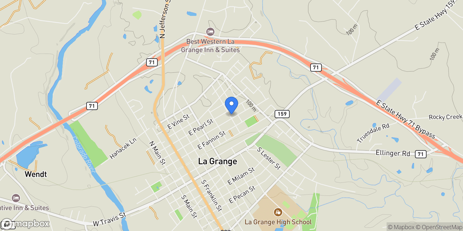 Map showing 819 E Guadalupe St, La Grange, Texas, United States.