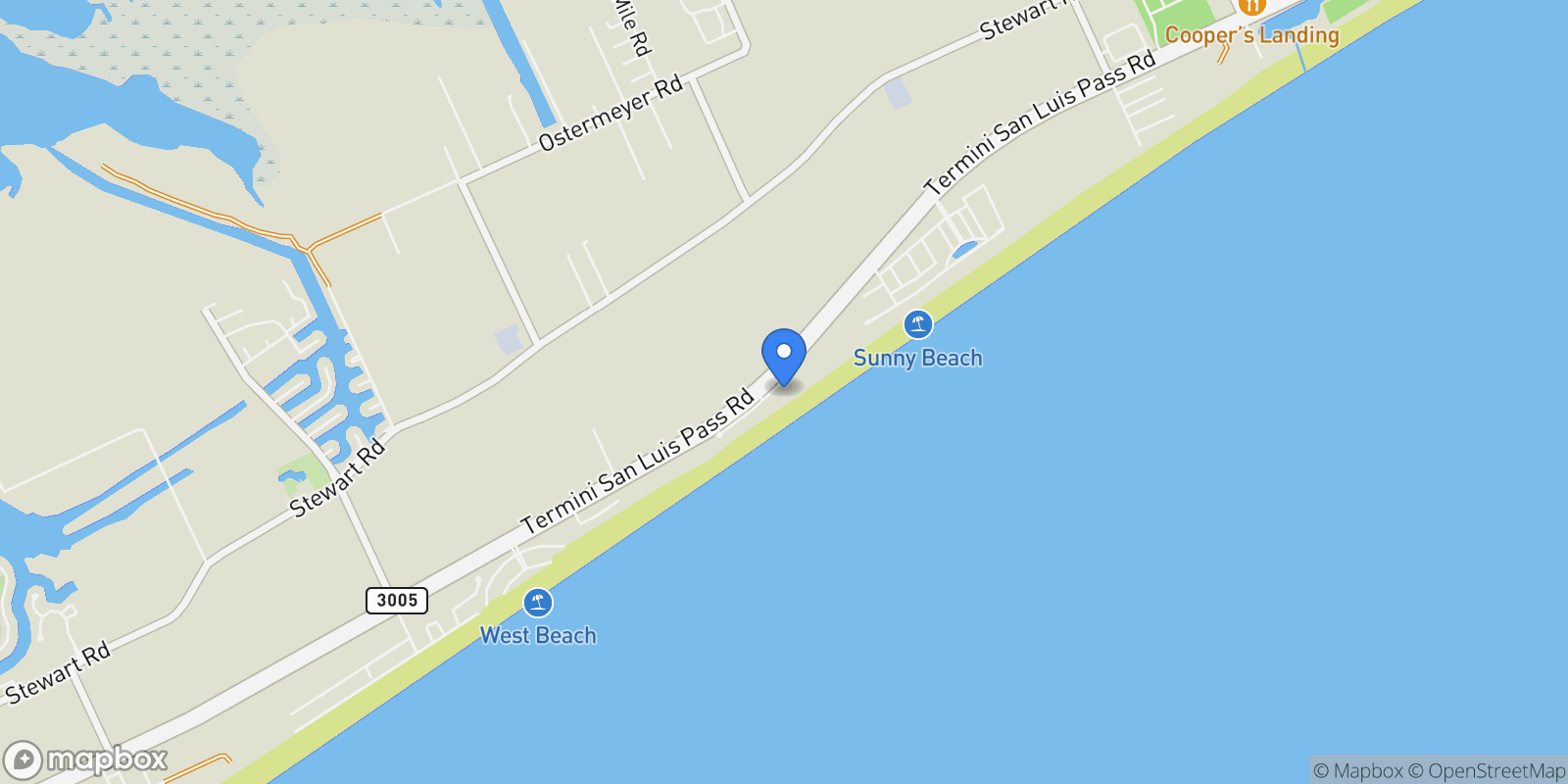 Map showing 11811 Sunbather Lane, Galveston, Texas, United States.