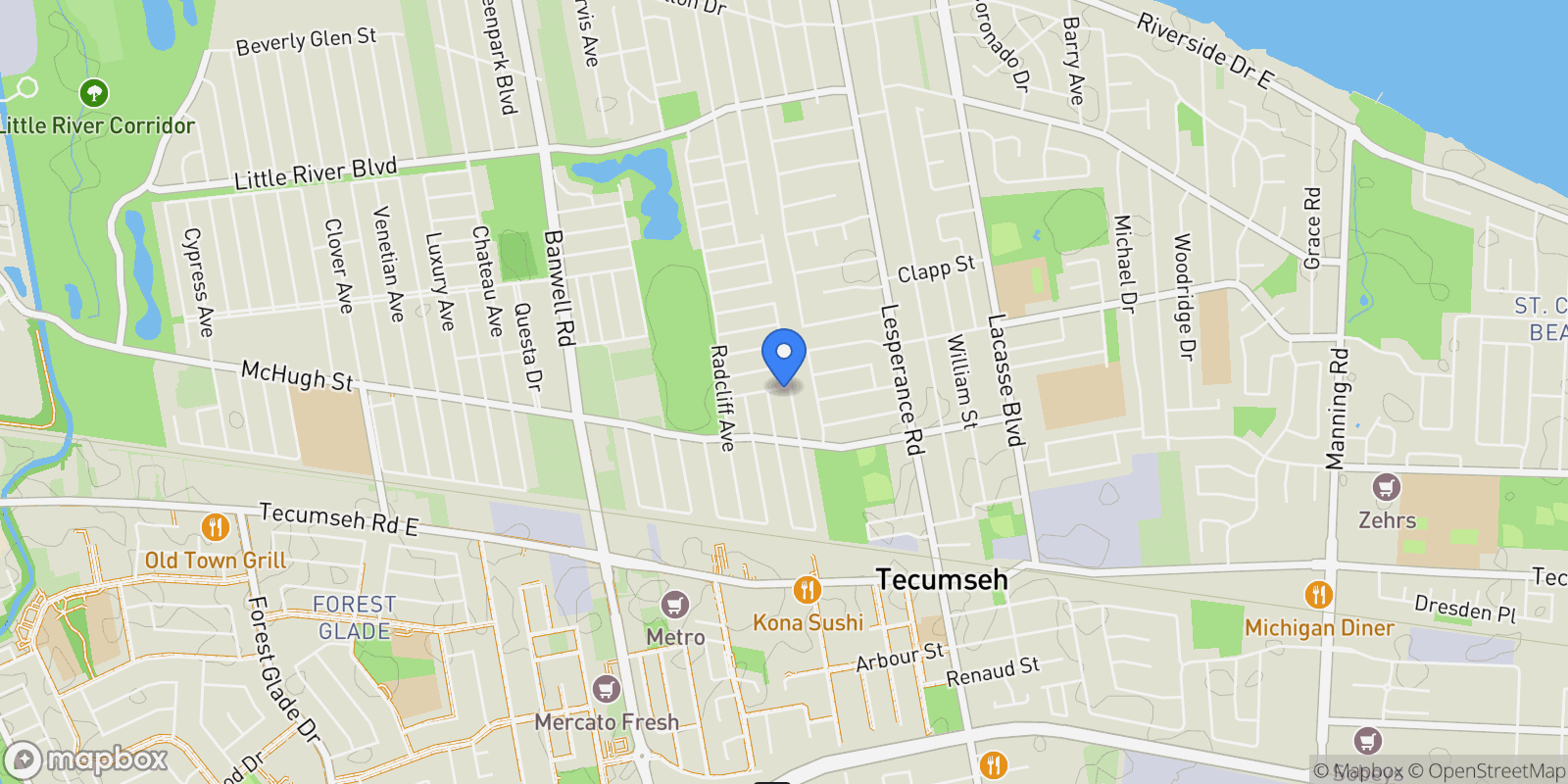 Map showing 2201 MAITLAND AVENUE, Windsor, Ontario, Canada.