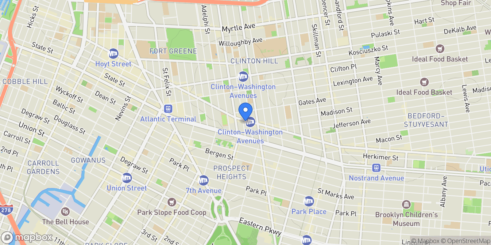 Map showing 503 Clinton Avenue 4A, Brooklyn, NY 11238, New York, New York, United States.