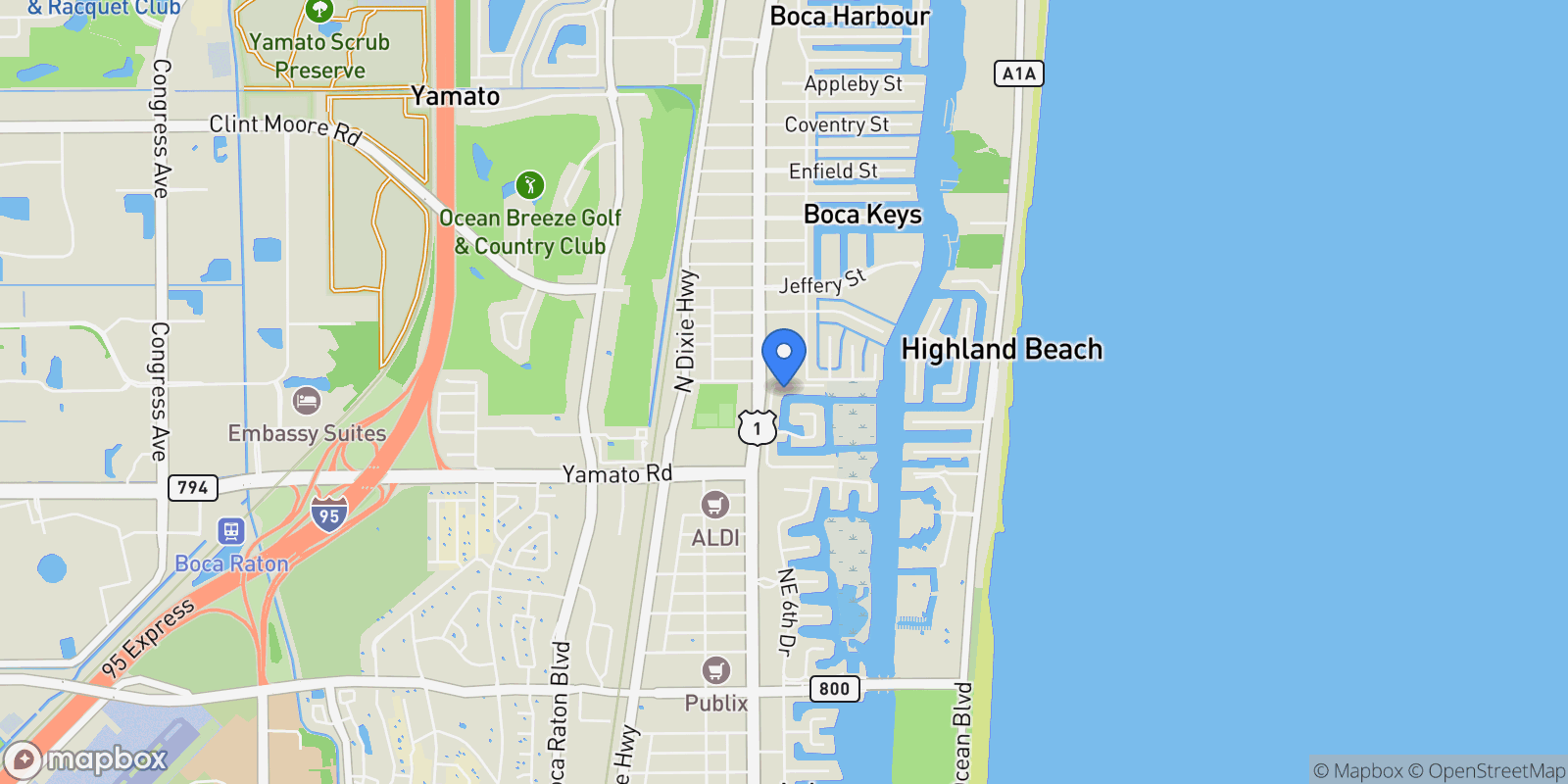 Map showing 5326 Boca Marina Circle N, Boca Raton, Florida, United States.
