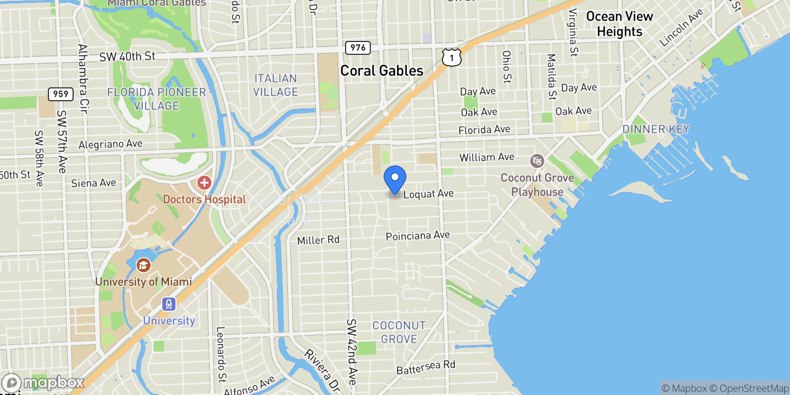 Map showing 3972 Loquat Ave, Miami, Florida, United States.