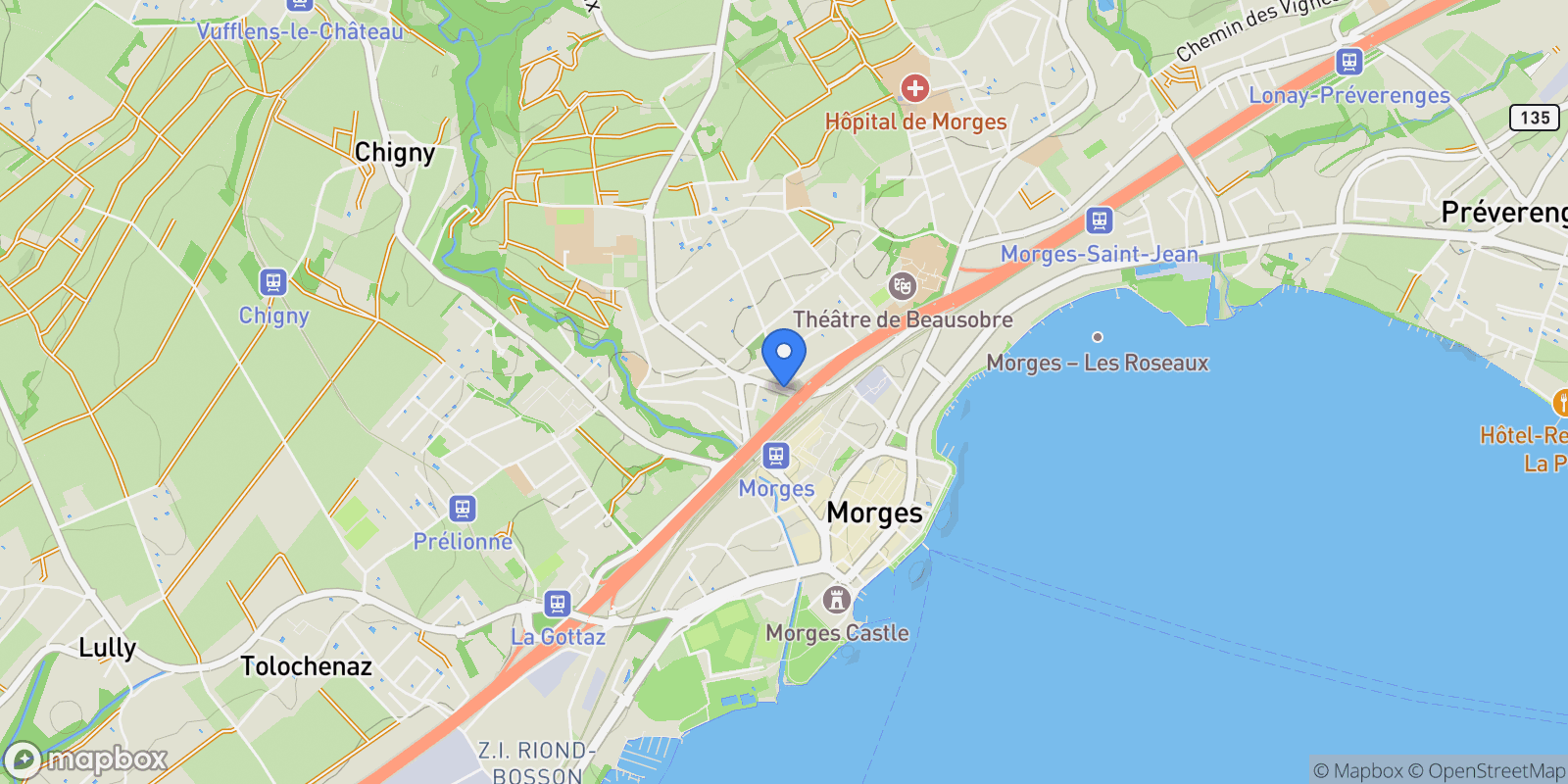 Map showing Morges, Vaud, Switzerland.