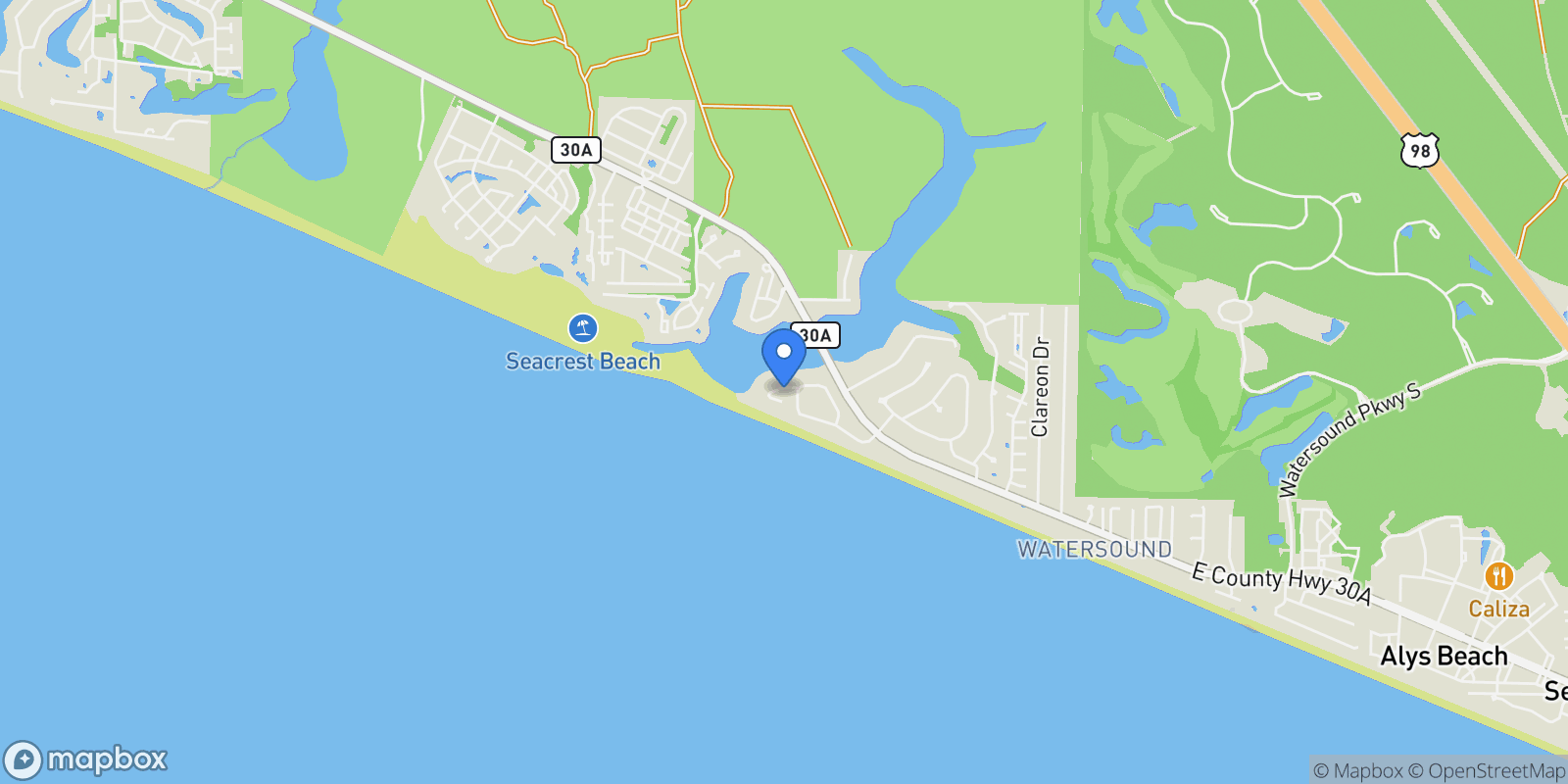 Map showing Rosemary Beach, Florida, United States.
