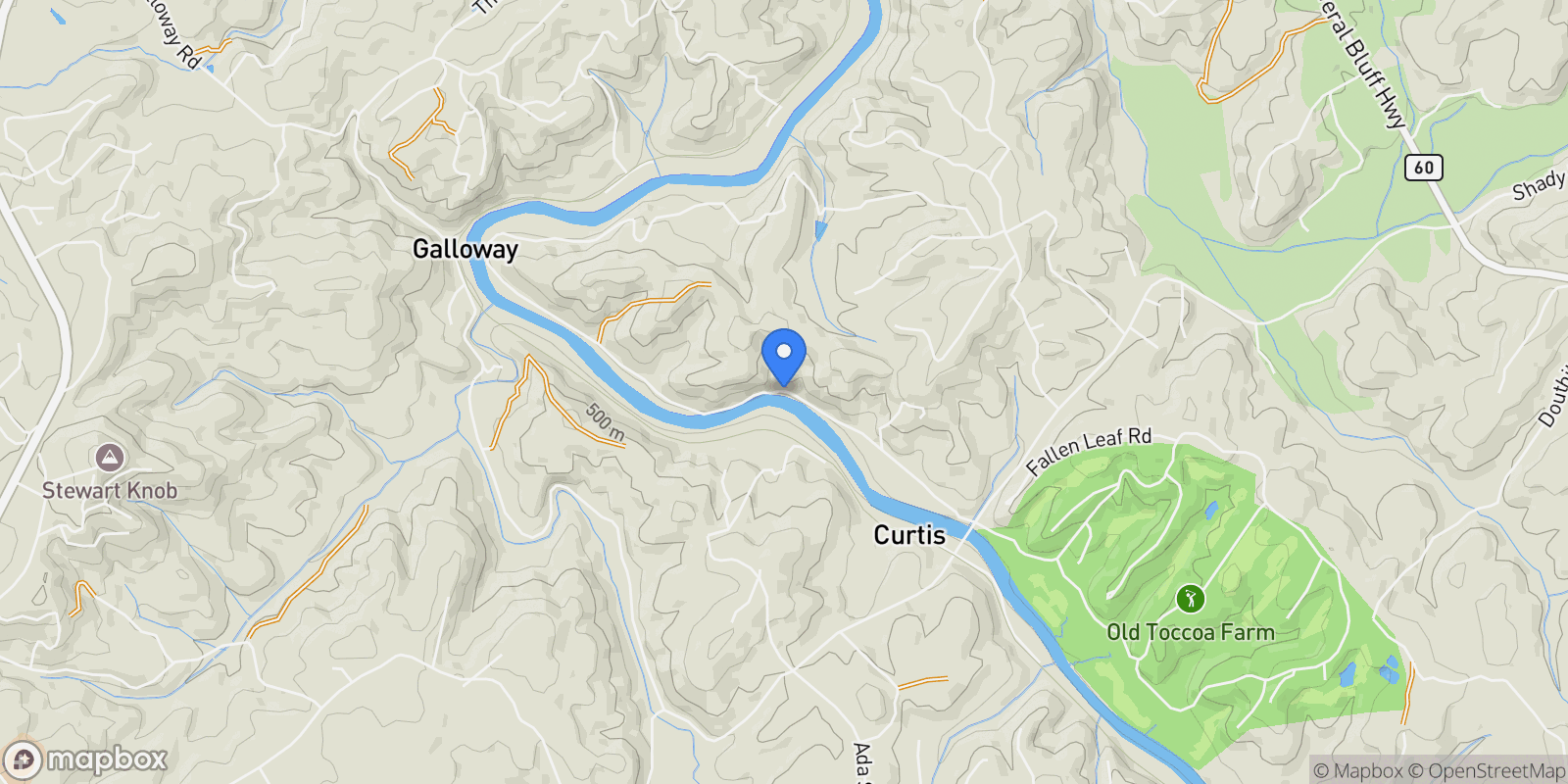 Map showing Toccoa River Road, Mineral Bluff, GA 30559, Mineral Bluff, Georgia, United States.