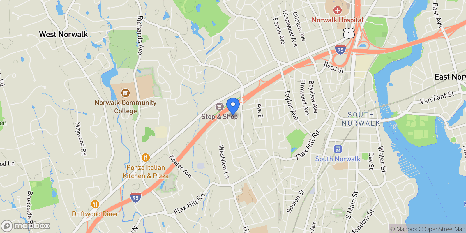 Map showing 39 Chatham Drive, Norwalk, Connecticut, United States.