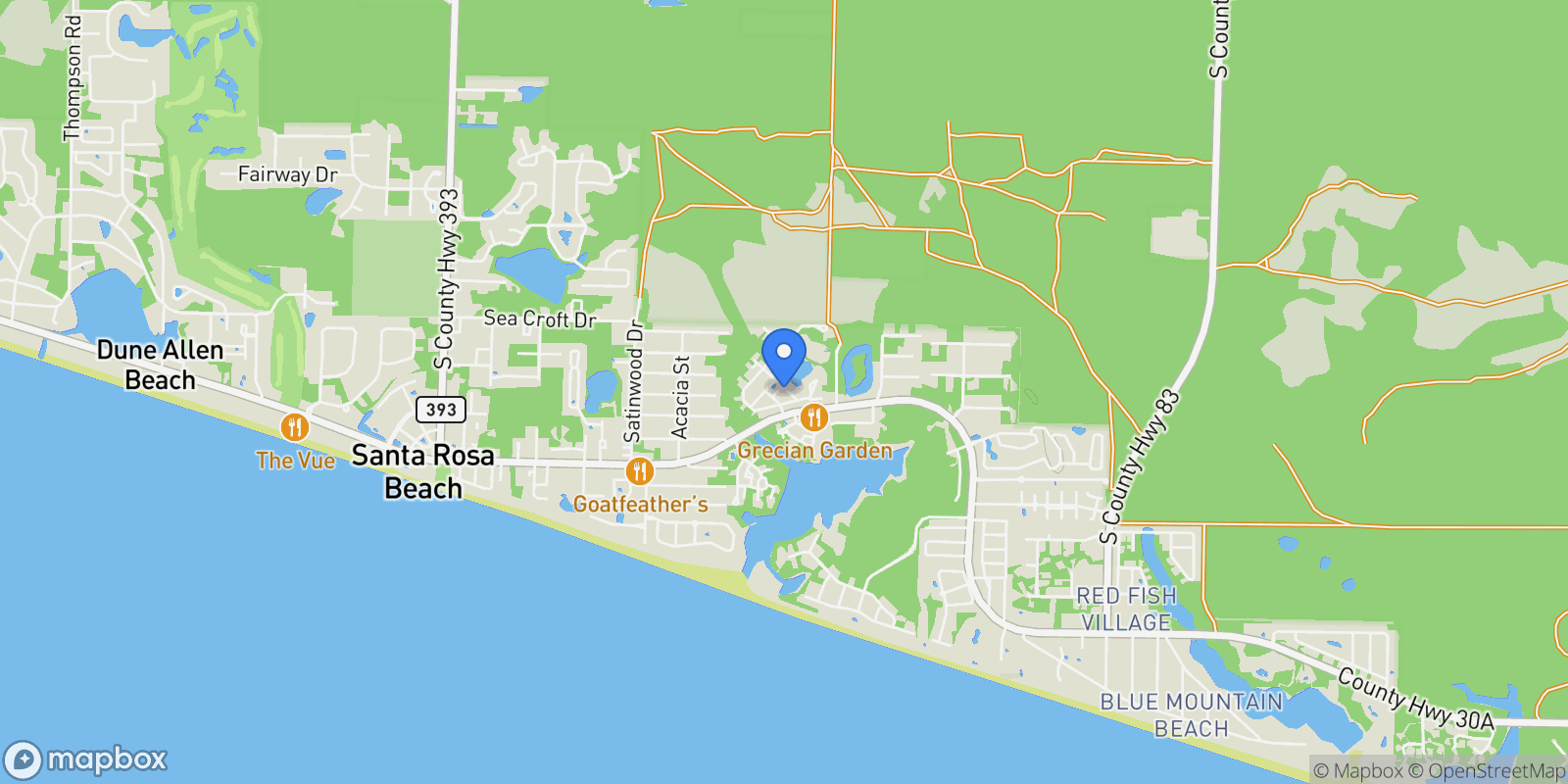 Map showing Santa Rosa Beach, Florida, United States.