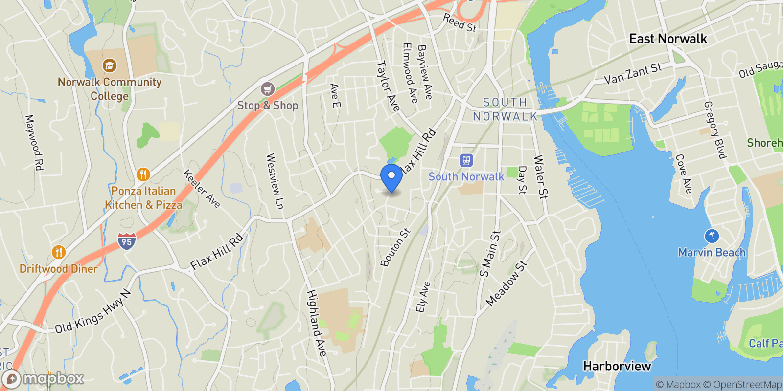 Map showing 18 Soundview Avenue, Norwalk, Connecticut, United States.