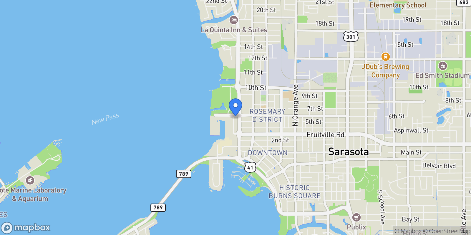 Map showing 668 Quay Commons Unit 1106, Sarasota, FL 34236, Sarasota, Florida, United States.