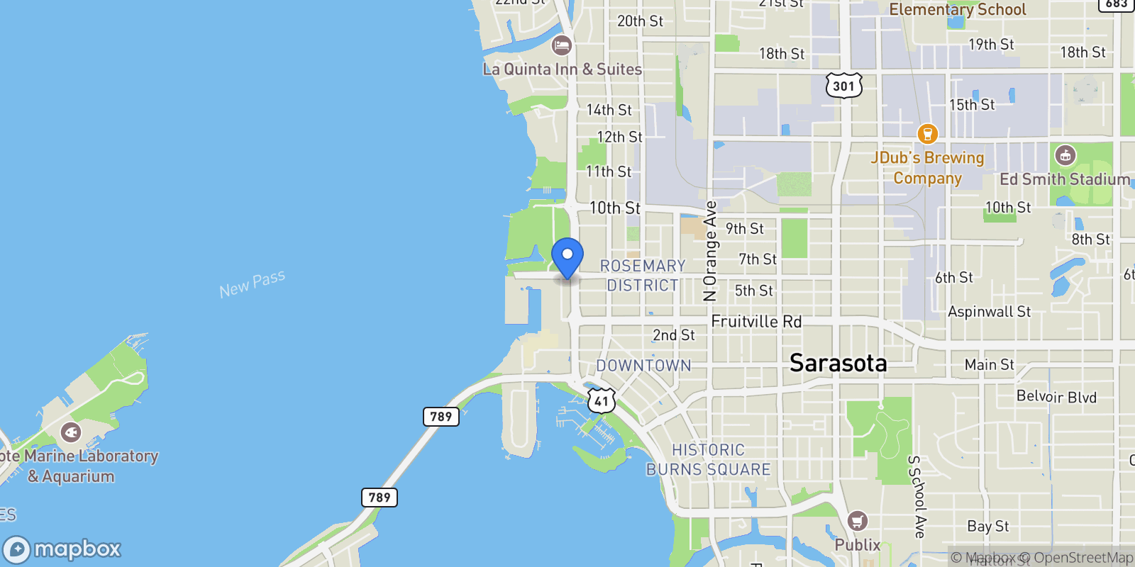 Map showing 668 Quay Commons Unit 504, Sarasota, FL 34236, Sarasota, Florida, United States.