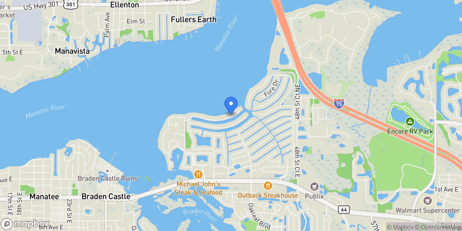 Map showing 4111 Hawk Island Drive, Bradenton, FL 34208, Bradenton, Florida, United States.
