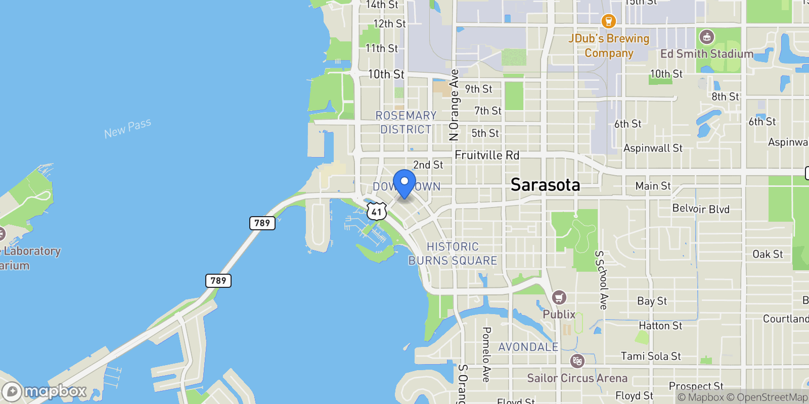 Map showing 33 S Palm Avenue Unit 1603, Sarasota, FL 34236, Sarasota, Florida, United States.
