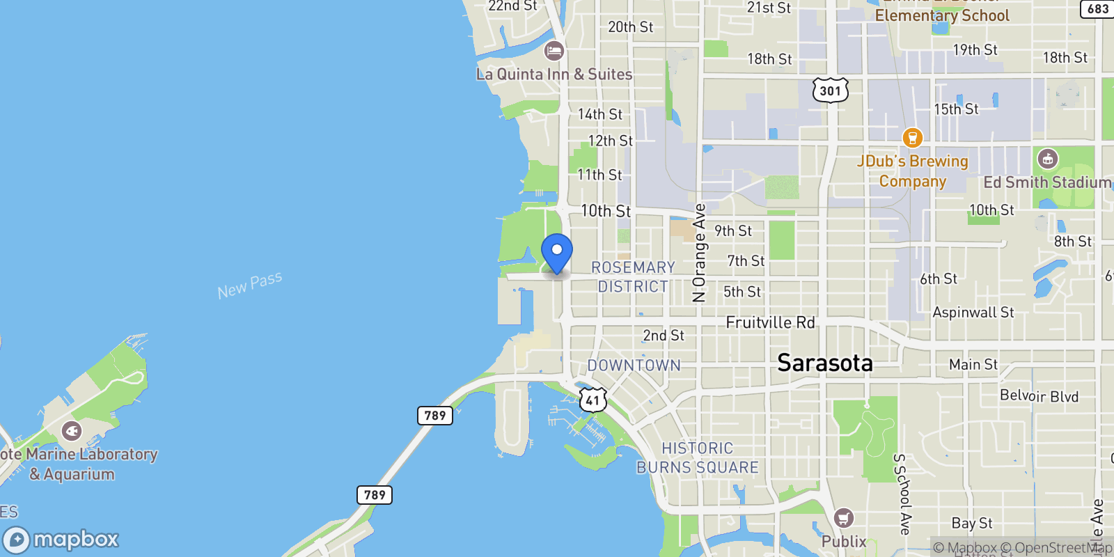 Map showing 668 Quay Commons Unit 1601, Sarasota, FL 34236, Sarasota, Florida, United States.