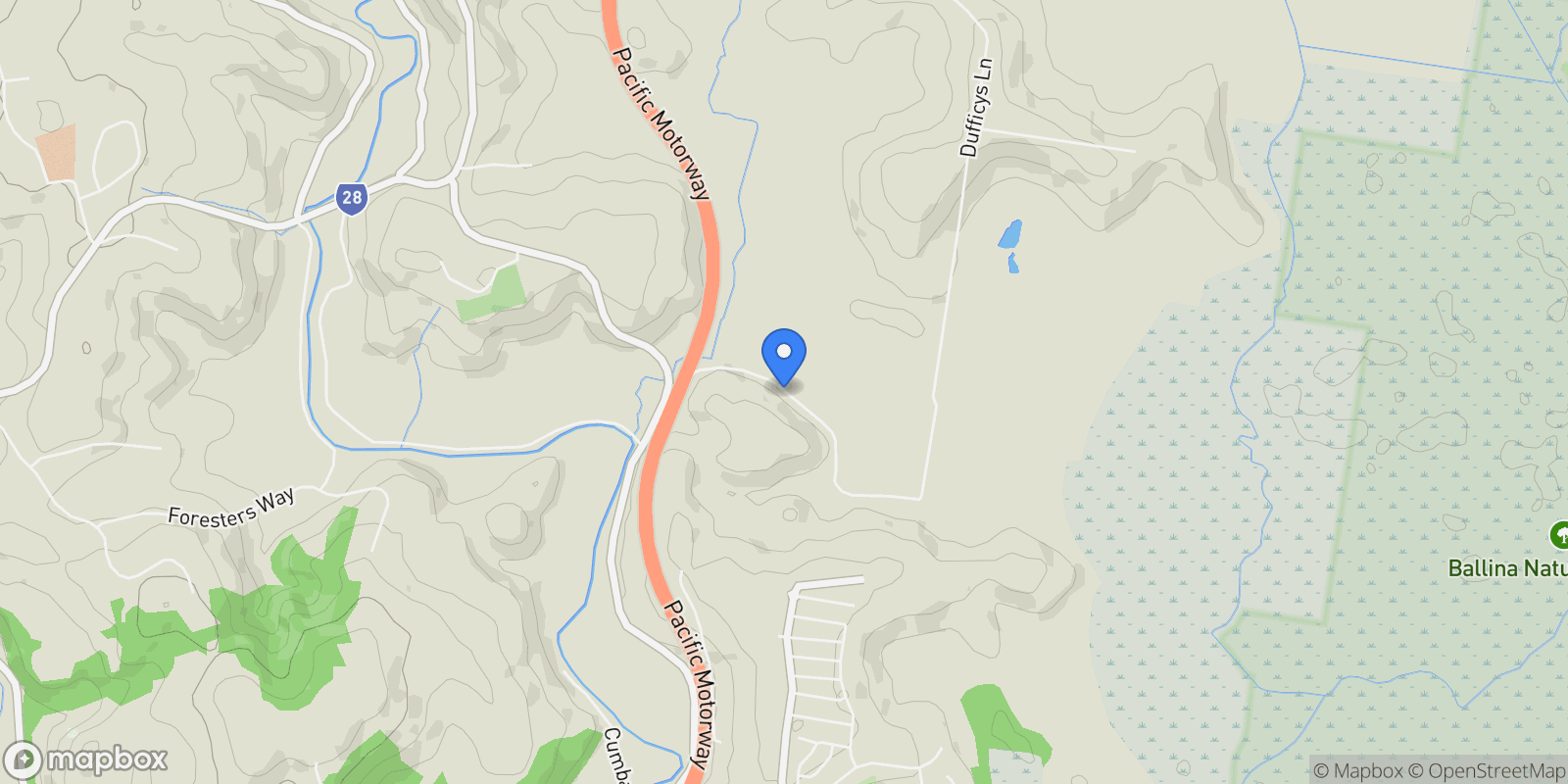 Map showing 140 Sandy Flat Road, Byron Bay, NSW, Cumbalum, New South Wales, Australia.