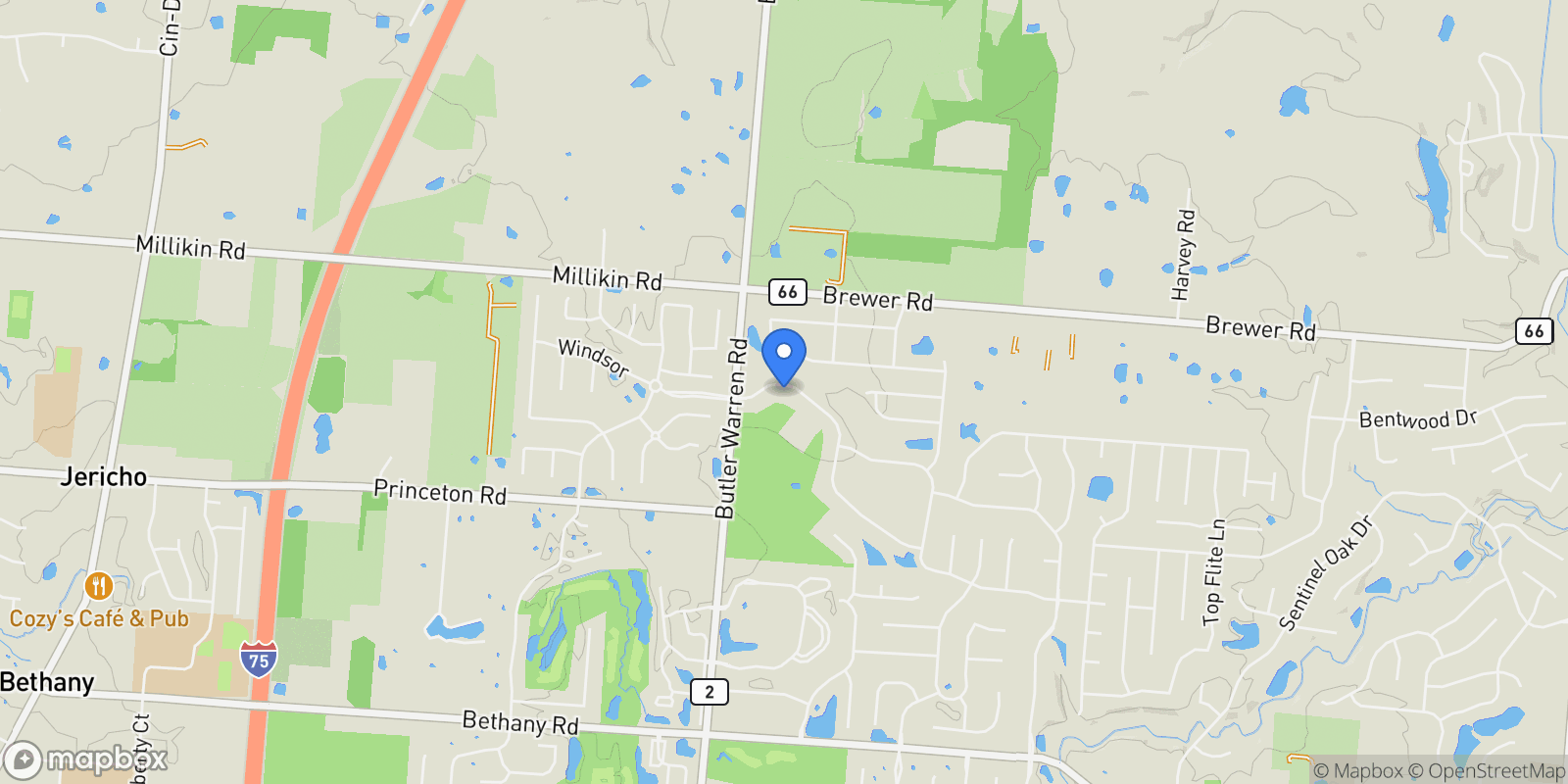 Map showing 6943 Roberts Park Drive , Mason, OH 45040, Mason, Ohio, United States.