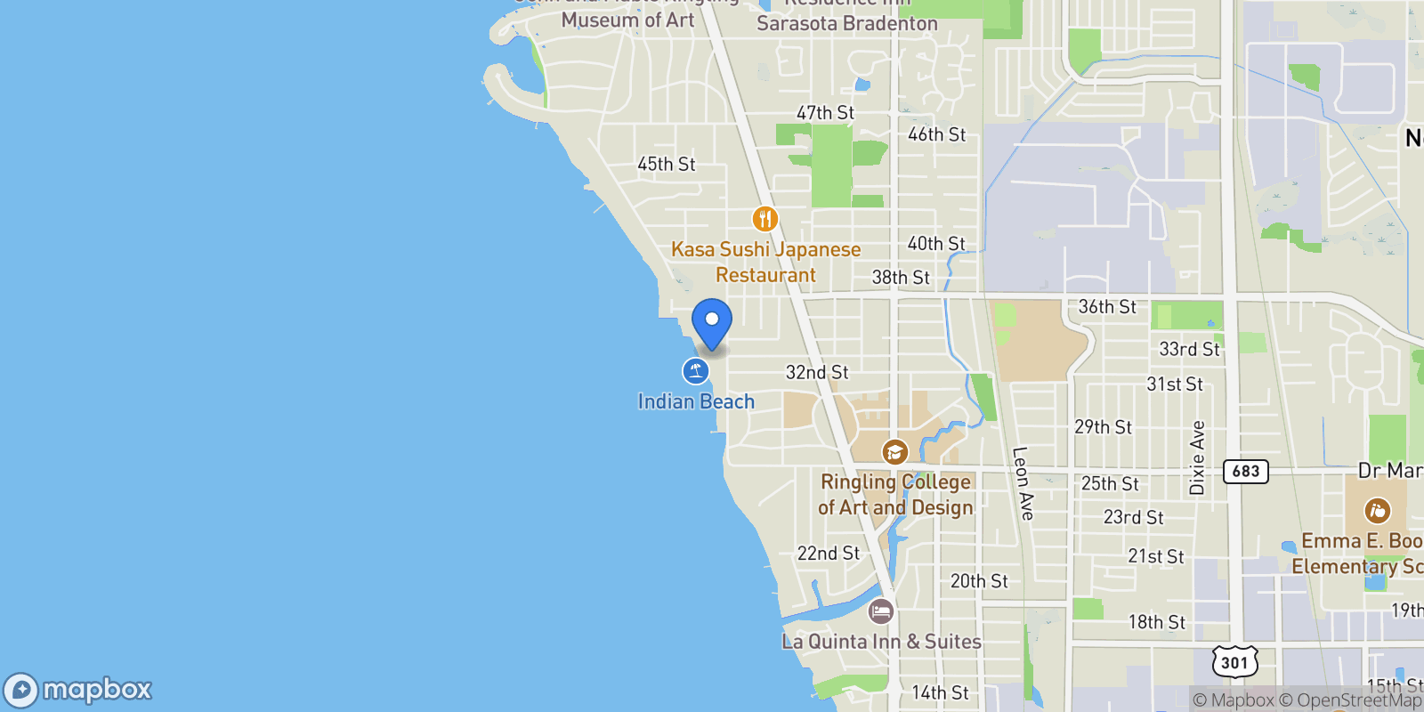 Map showing 3301 Bay Shore Road, Sarasota, FL 34234, Sarasota, Florida, United States.