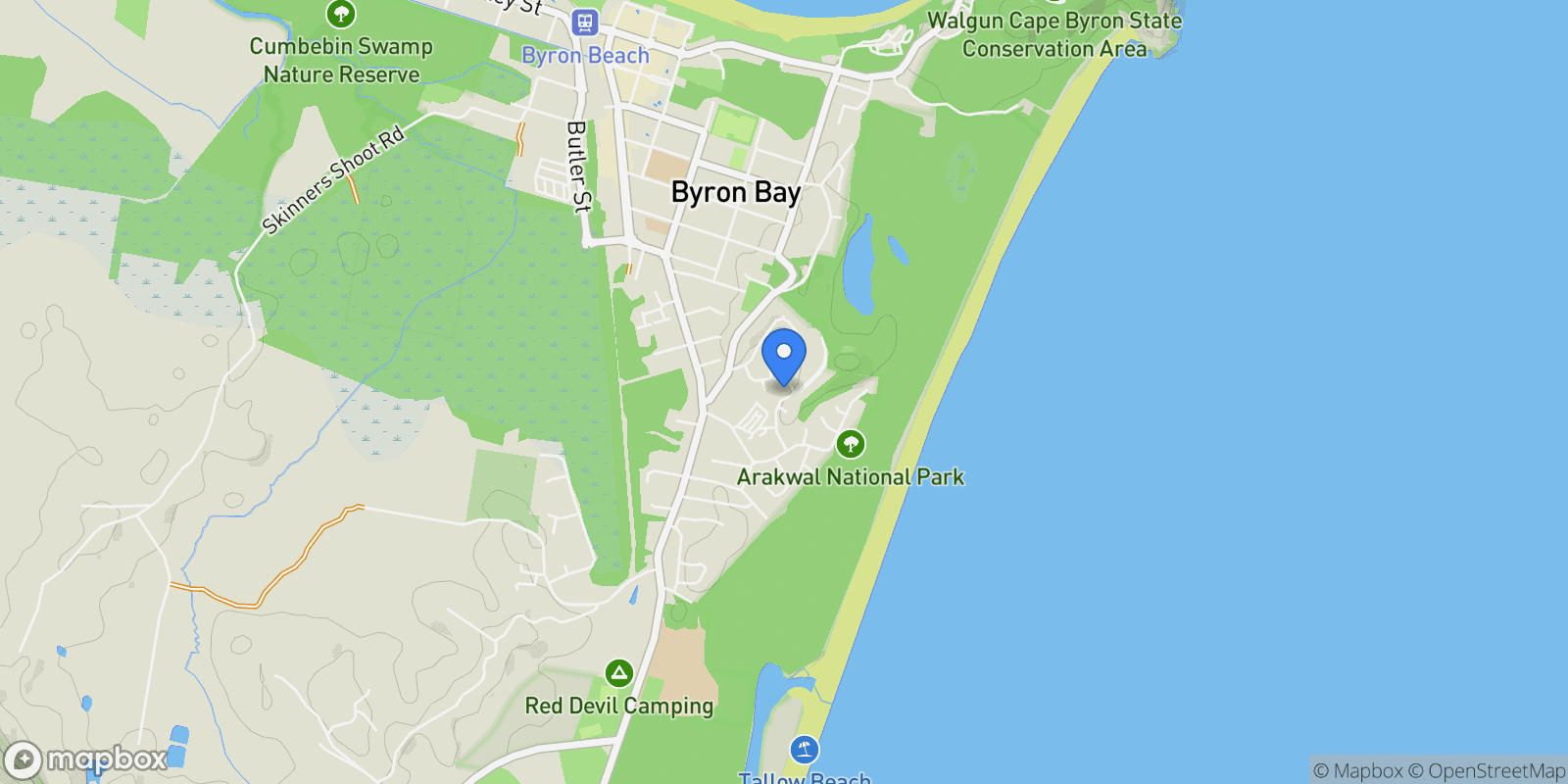 Map showing 1/15 Admiral Vista, Byron Bay, NSW 2481, Byron Bay, New South Wales, Australia.