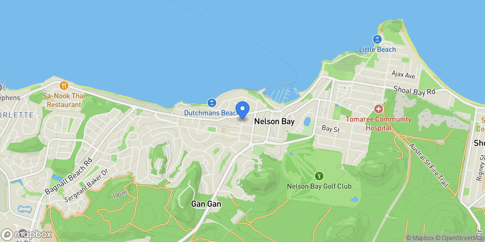 Map showing 37 Nelson Chase, Byron Bay, NSW, Nelson Bay - Corlette, New South Wales, Australia.