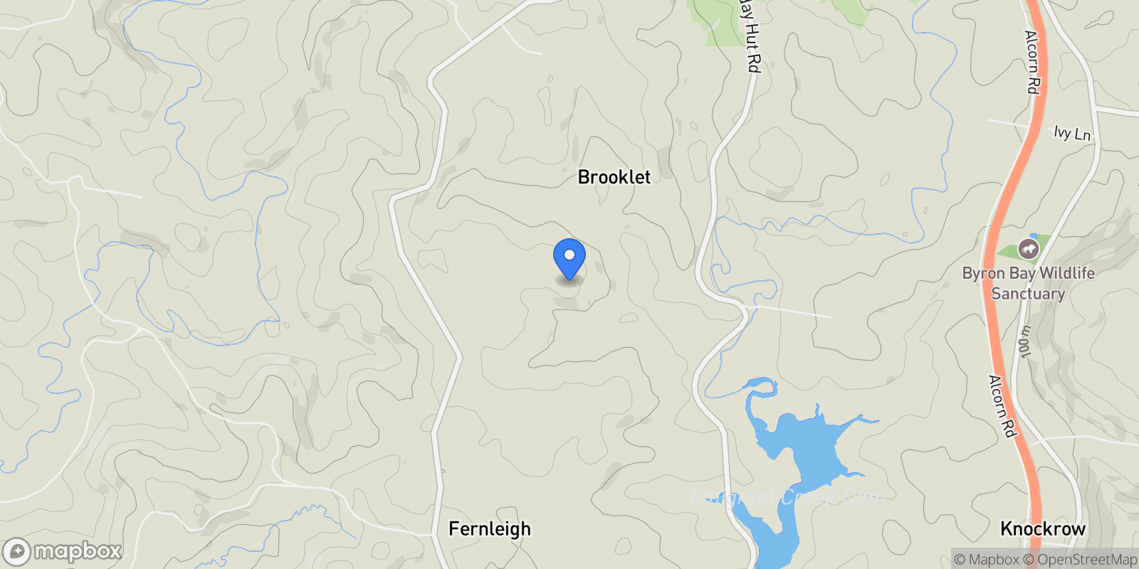 Map showing 654 Fernleigh Road, Byron Bay, NSW 2481, Brooklet, New South Wales, Australia.