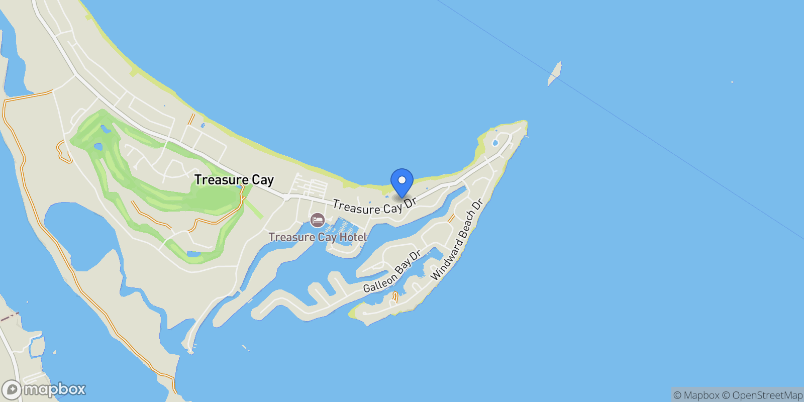 Map showing Bahama Beach Club 2070 , Treasure Cay, Treasure Cay, Central Abaco, The Bahamas.