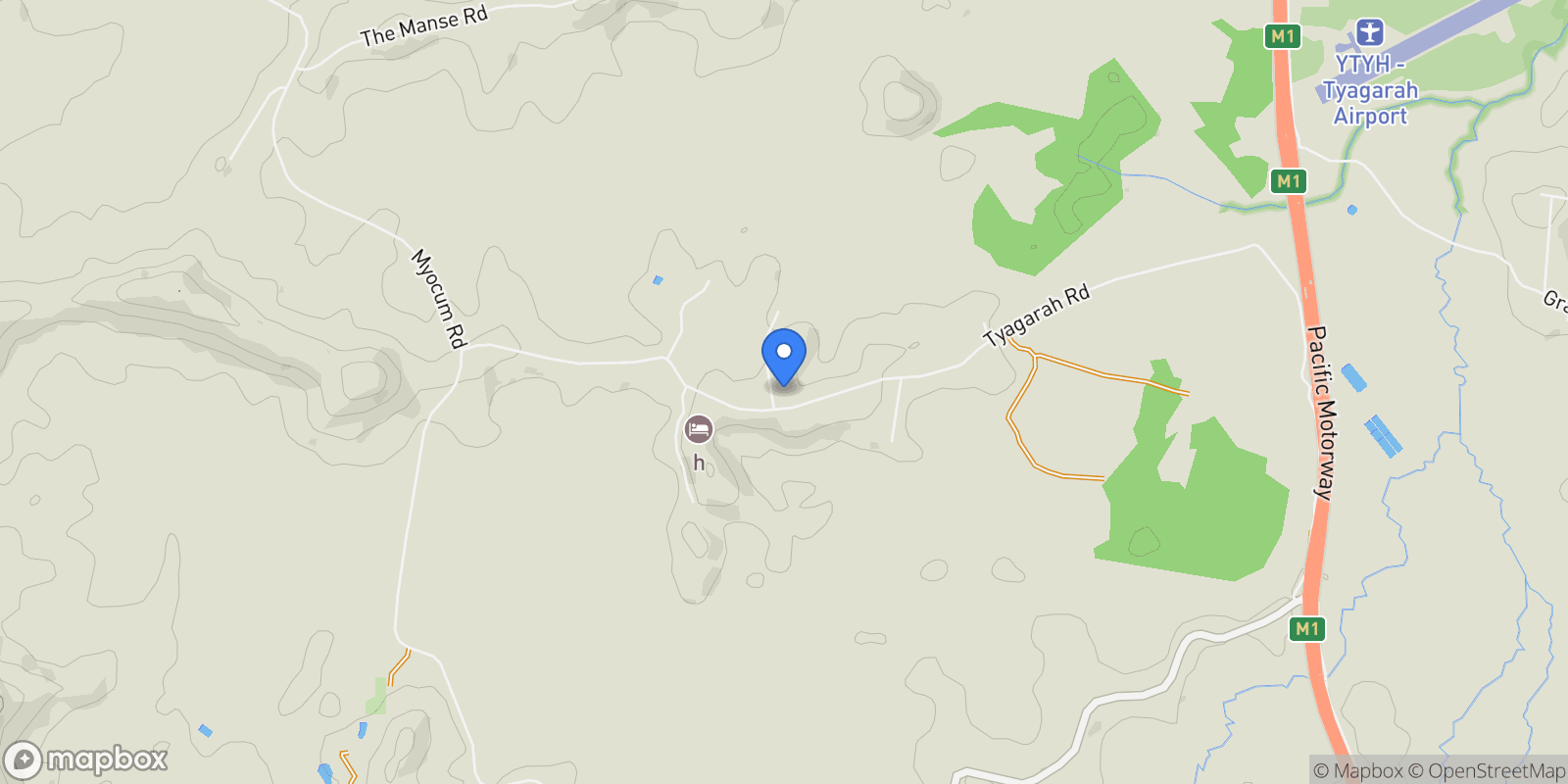 Map showing 296 Tyagarah Road, Byron Bay, NSW 2481, Myocum, New South Wales, Australia.