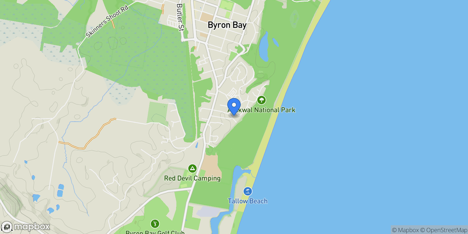 Map showing 25 Norton Street, Byron Bay, NSW 2481, Byron Bay, New South Wales, Australia.