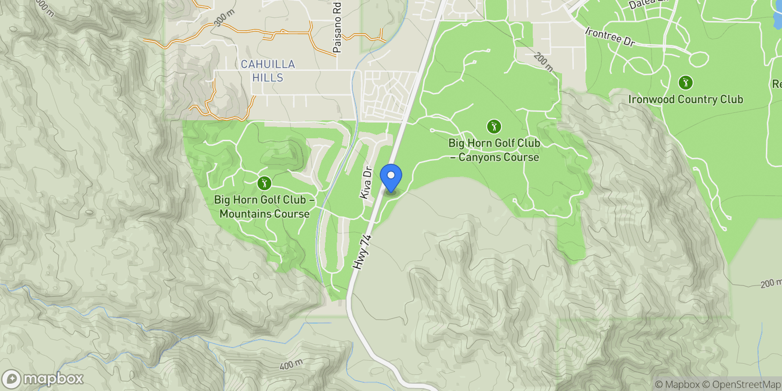 Map showing 542 Mesquite Hills, Palm Desert, California, United States.