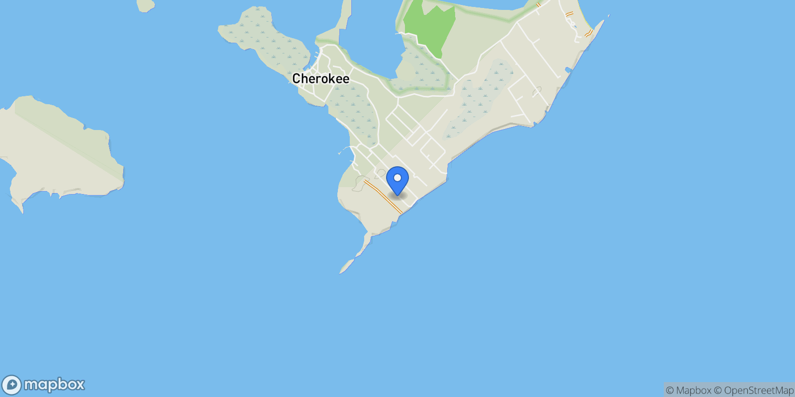 Map showing Fish On , Cherokee Sound, Cherokee, Central Abaco, The Bahamas.