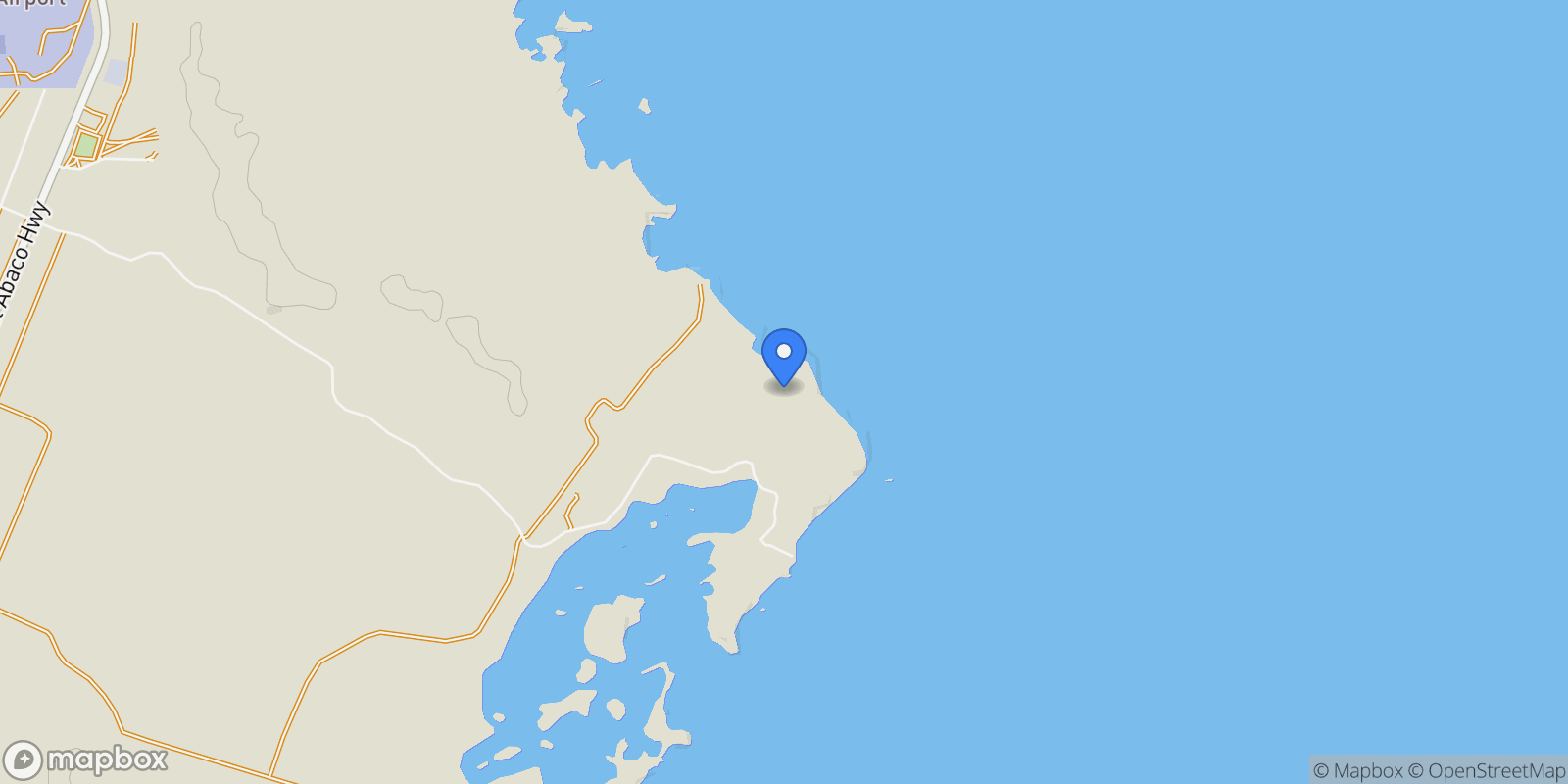 Map showing Witch's Point , Marsh Harbour, Marsh Harbour, Central Abaco, The Bahamas.