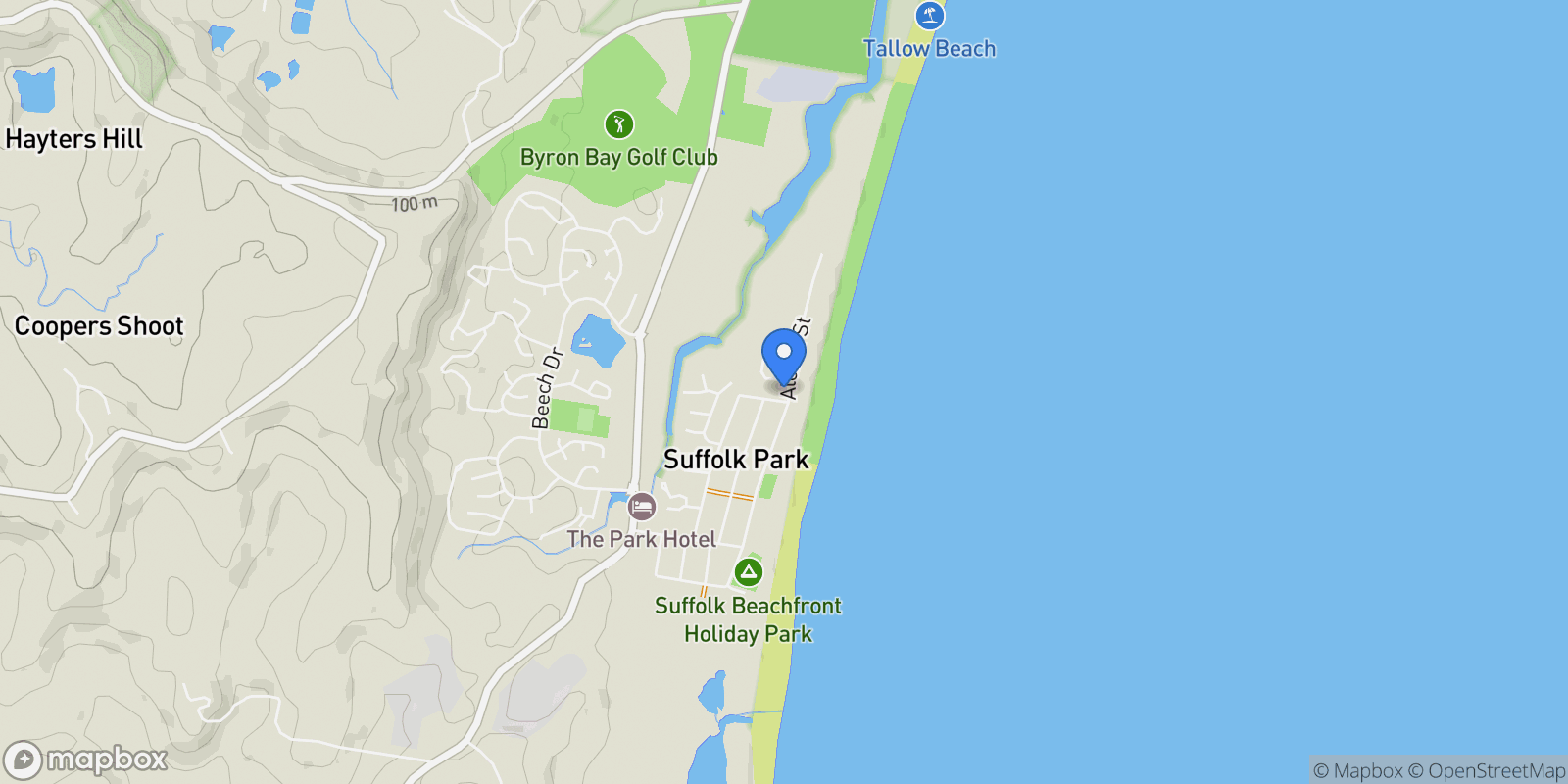 Map showing 84 Alcorn Street, Byron Bay, NSW 2481, Suffolk Park, New South Wales, Australia.