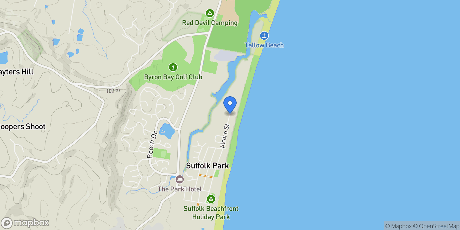 Map showing 19 Alcorn Street, Byron Bay, NSW, Suffolk Park, New South Wales, Australia.