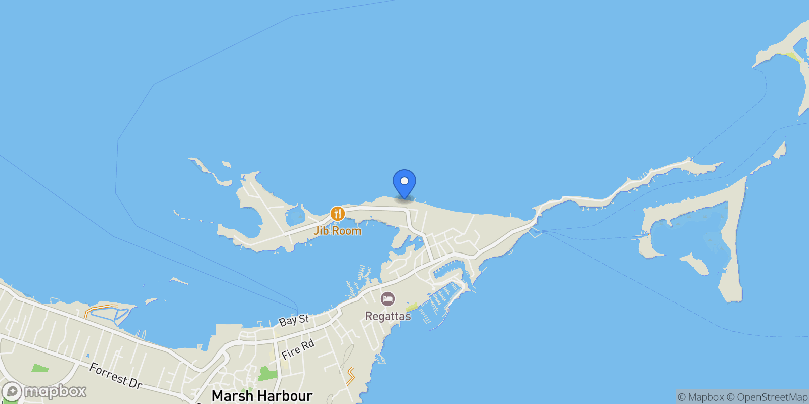 Map showing Perky Pelican , Marsh Harbour, Marsh Harbour, Central Abaco, The Bahamas.
