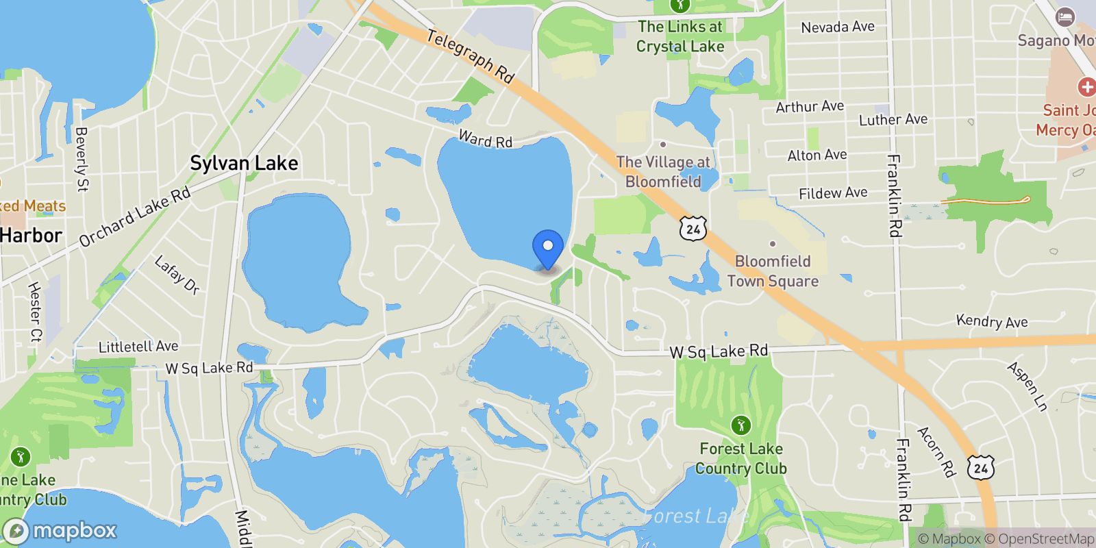 Map showing 1700 Hamilton Drive, Bloomfield Hills, Michigan, United States.