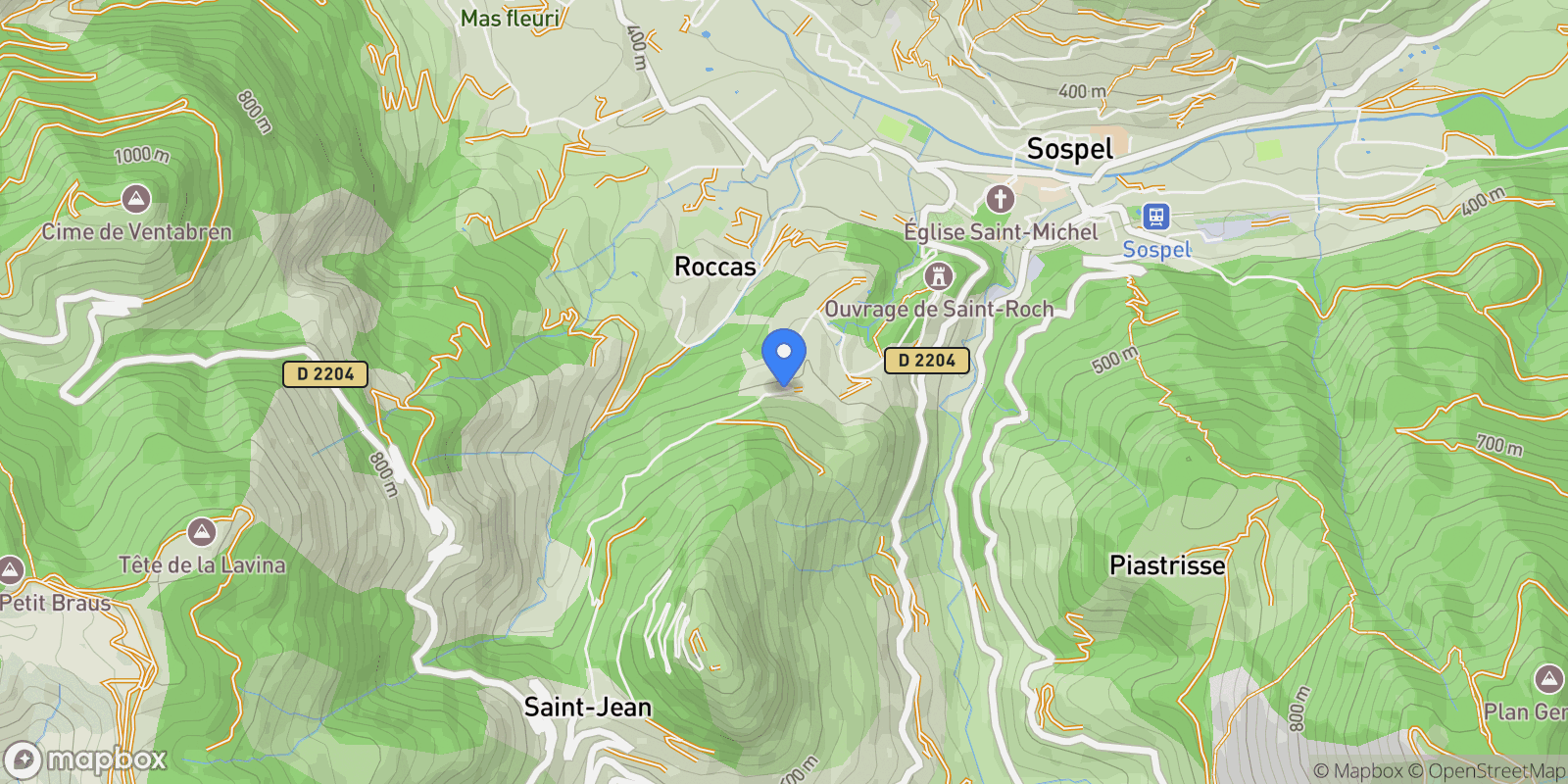 Map showing Sospel, Provence-Alpes-Côte d'Azur, France.