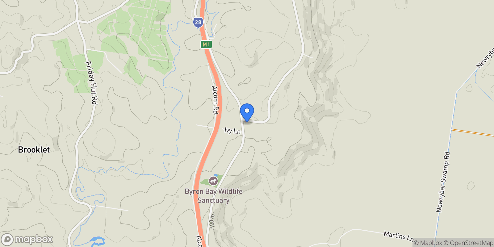 Map showing 4 Old Byron Bay Road, Byron Bay, NSW, Newrybar, New South Wales, Australia.